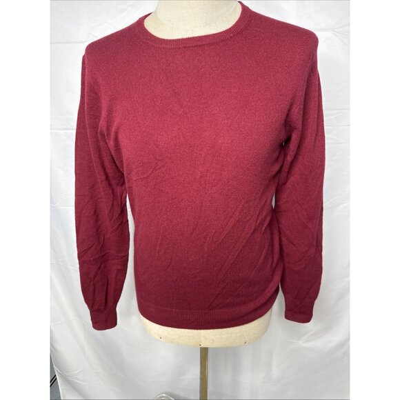 J Crew Cashmere Sweater Mens S Burgundy Crew Neck Preppy Old Money Maroon - Picture 3 of 5